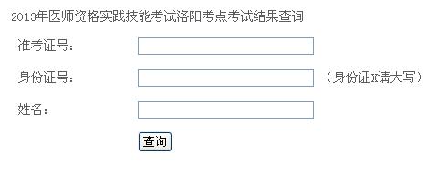 2013年洛阳医师实践技能考试成绩查询入口