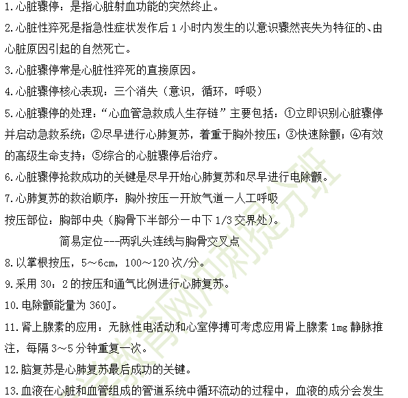 2019年临床助理医师心血管系统16个高频考点速记！