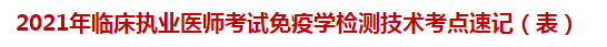 2021年临床执业医师考试免疫学检测技术考点速记（表）