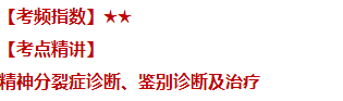 精神分裂症诊断鉴别诊断及治疗——临床执业医师历年重点内容