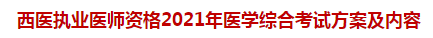 西医执业医师资格2021年医学综合考试方案及内容