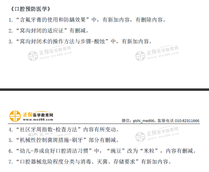 2021口腔预防医学核心变动