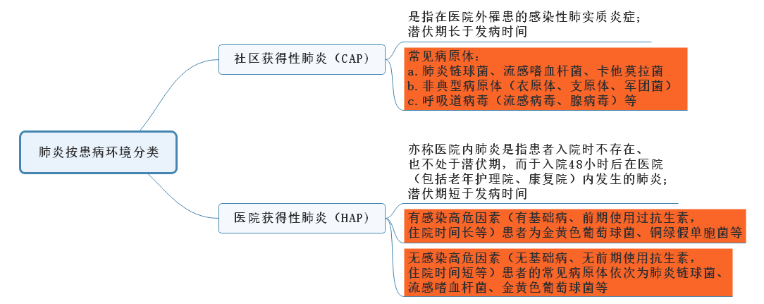 肺炎按患病环境分类