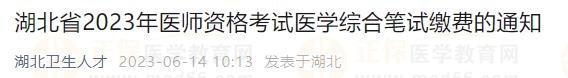 湖北省2023年医师资格考试医学综合笔试缴费的通知