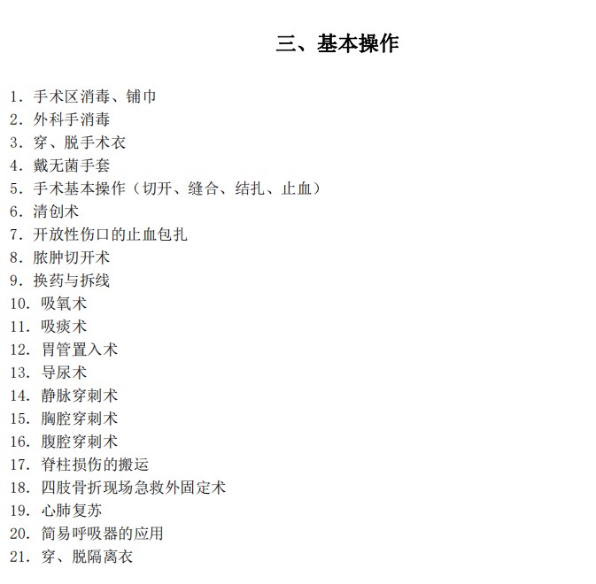 2024临床助理医师考试大纲-基本操作